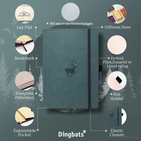 Wildlife Plain Journal A5 - Vegan Leather Hardcover, Ideal for Work, Travel - Pocket, Elastic Closure, Bookmark - Dingbats* Notebooks [KSIĄŻKA]