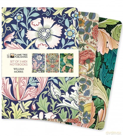 William Morris Set of 3 Midi Notebooks (Midi Notebook Collections) - Flame Tree Studio [KSIĄŻKA]