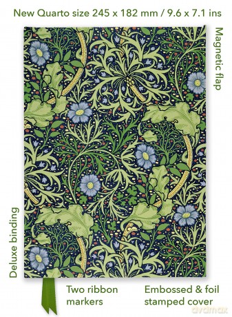 William Morris: Seaweed (Foiled Quarto Journal) (Flame Tree Quarto Notebook) - Flame Tree Studio [KALENDARZ]