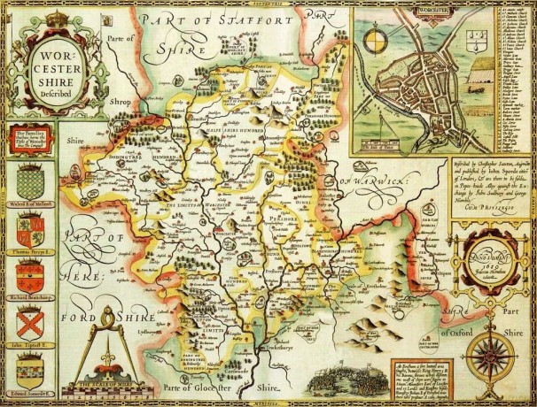 Worcestershire Historical Map 1000 Piece Jigsaw Puzzle (1610). Free print! [GRA]