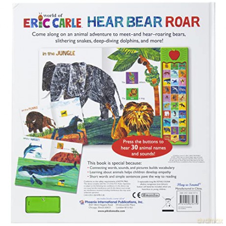 World of Eric Carle, Hear Bear Roar 30-Button Animal Sound Book - Great for First Words - PI Kids (The World of Eric Carle: Play-a-sound) [KSIĄŻKA]