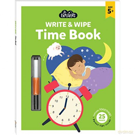 Write and Wipe Time Book | Junior Explorers | Wipe Clean Learning Books | Learn to Tell the Time Book | Ages 4 to 6 Years | First Time Telling Book - Hinkler Pty Ltd [KSIĄŻKA]