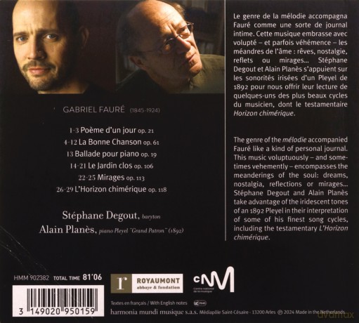 Faure: La Bonne Chanson L Horizon Chimerique Ballade Melodies Degout Planes (digipack) [CD]