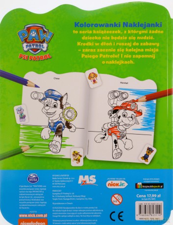 Barwne przygody. Psi Patrol. Kolorowanki - naklejanki [KSIĄŻKA]