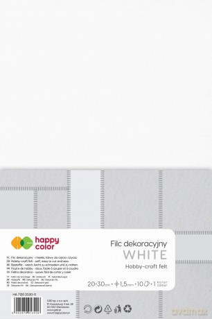 Filc dekoracyjny 30x40 cm 1,5 mm 5 ark. biały mleczny Happy Color