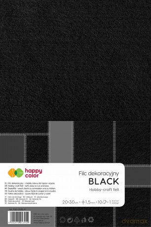Filc dekoracyjny 30x40 cm 1,5 mm 5 ark. czarny Happy Color