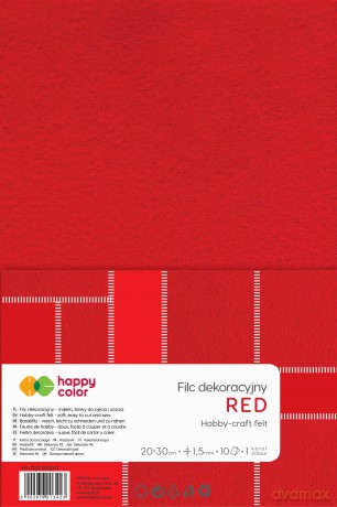 Filc dekoracyjny 30x40 cm 1,5 mm 5 ark. czerwony Happy Color