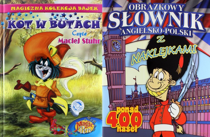 Magiczna Kolekcja Bajek 01: Kot w Butach + Obrazkowy słownik angielsko-polski z naklejkami [KSIĄŻKA]+[CD]
