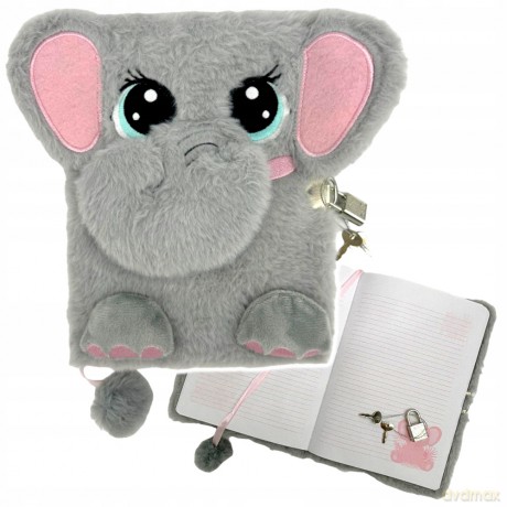 Pamiętnik A5 Włochacz z kłódką 3D My Little Friend Elephant 96 k.