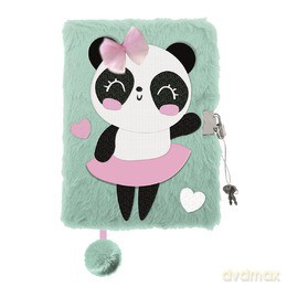 Pamiętnik A5 Włochacz z kłódką 3D My Little Friend Panda Ballerina 96 k.