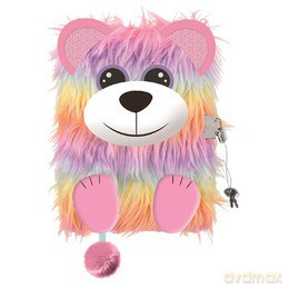 Pamiętnik A5 Włochacz z kłódką 3D My Little Friend Rainbow Bear 96 k.