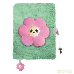 Pamiętnik A5 Włochacz z kłódką 3D My Little Rriend Pink Flower 96 k.