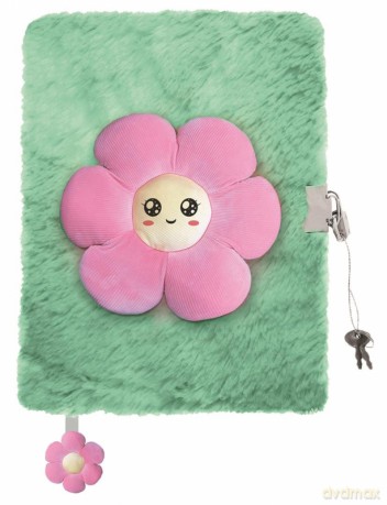Pamiętnik A5 Włochacz z kłódką 3D My Little Rriend Pink Flower 96 k.