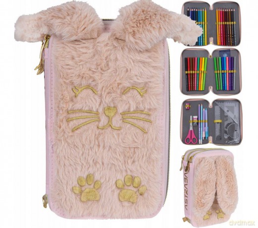 Piórnik 3-komorowy z wyposażeniem Jumbo Astrabag Fluffy Bunny