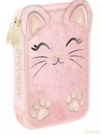 Piórnik 3-komorowy z wyposażeniem Jumbo Astrabag Fluffy Kitty