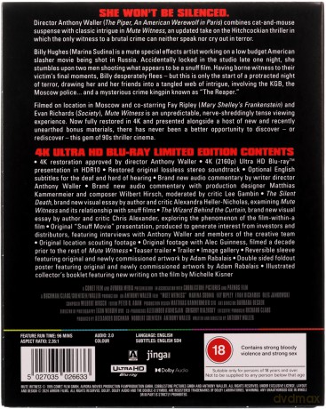 Mute Witness (Limited Edition) (Niemy świadek) [Blu-Ray 4K]