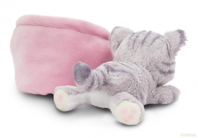 NICI Przytulanka szary kot w paski w koszyku 12cm