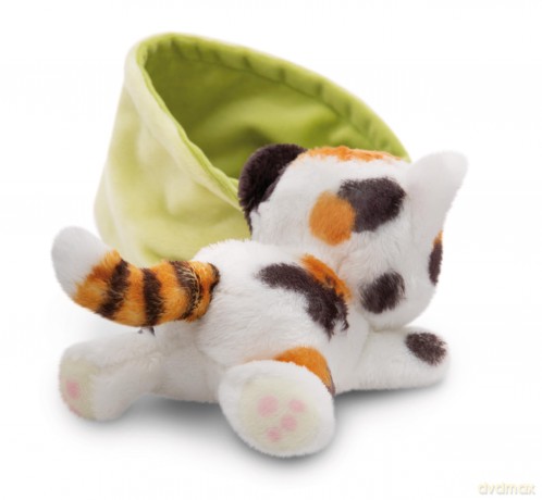 NICI Przytulanka biały kot w łatki w koszyku 12cm