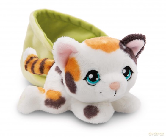 NICI Przytulanka biały kot w łatki w koszyku 12cm