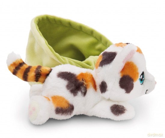 NICI Przytulanka biały kot w łatki w koszyku 12cm
