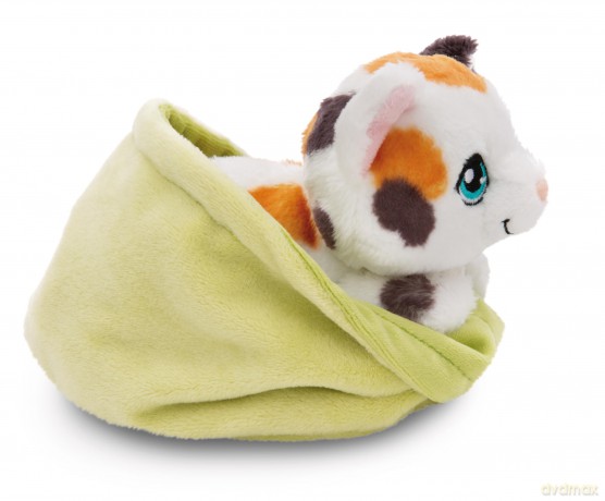 NICI Przytulanka biały kot w łatki w koszyku 12cm