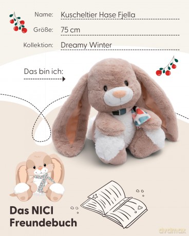 Soft toy bunny Fjella 75cm dangling GREEN