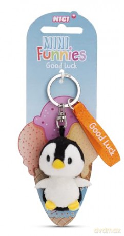 Keyholder penguin Good Luck 5cm on header card GREEN
