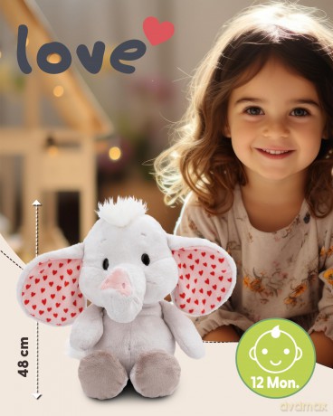 Soft toy Love elephant light grey 48cm dangling GREEN