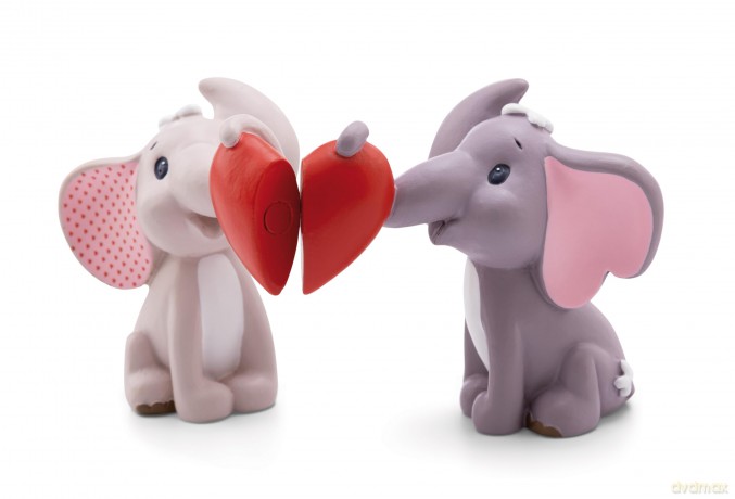 Figurine 2pcs set Love elephant polyresin in gift box