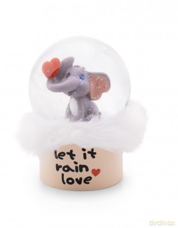 Glitterglobe Love elephant dark grey 6.5cm