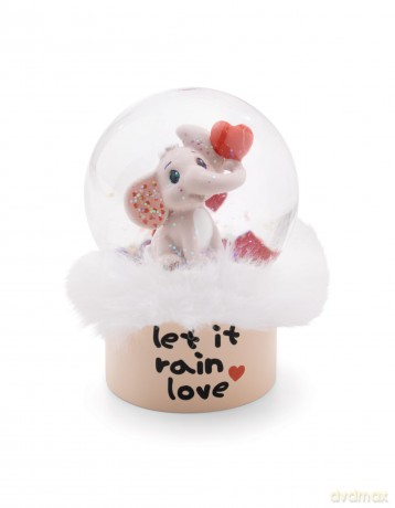 Glitterglobe Love elephant light grey 6.5cm