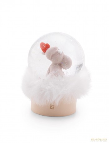 Glitterglobe Love elephant light grey 6.5cm