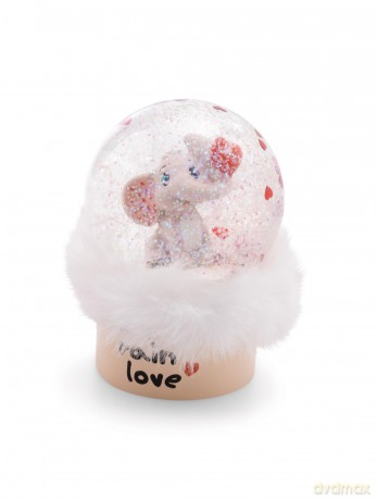 Glitterglobe Love elephant light grey 6.5cm