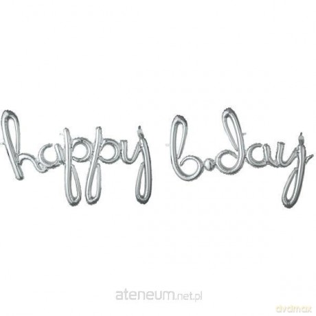 Balon foliowy Happy Bday srebrny