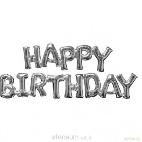 Balon foliowy Happy Birthday srebrny