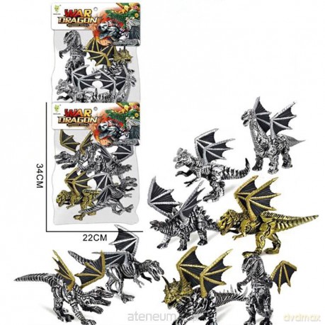 Dinozauro-smoki srebrne i złote 8szt [FIGURKA]