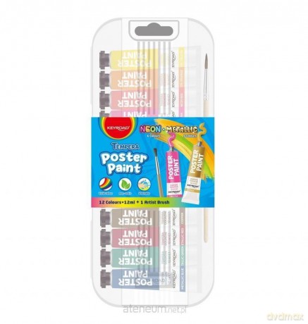 Farby plakatowe + pędzelek 12x12ml