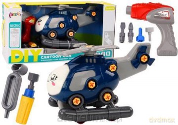 Helikopter kreskówkowy do skręcania DIY niebieski
