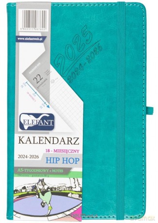 Kalendarz 2024/2026 A5 18M + notes Hip Hop turkus [KALENDARZ]