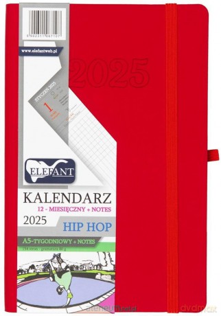 Kalendarz 2025 A5 12M + notes Hip Hop czerwony [KALENDARZ]