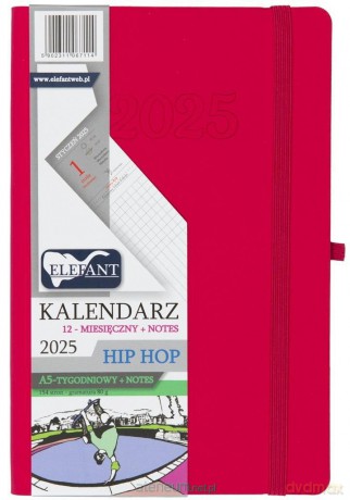 Kalendarz 2025 A5 12M + notes Hip Hop różowy [KALENDARZ]