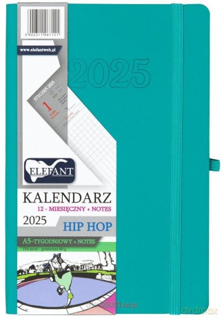 Kalendarz 2025 A5 12M + notes Hip Hop turkusowy [KALENDARZ]