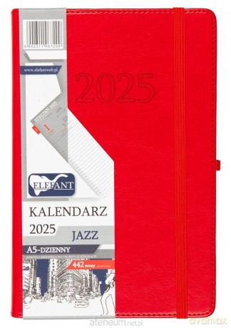 Kalendarz 2025 A5 dzienny Jazz czerwony [KALENDARZ]