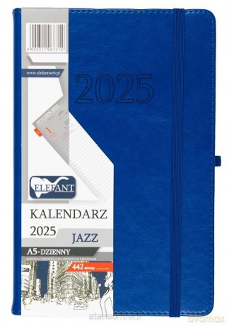 Kalendarz 2025 A5 dzienny Jazz niebieski [KALENDARZ]