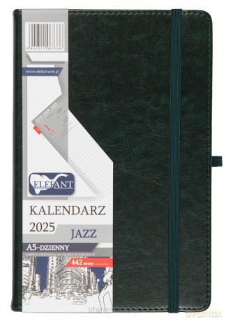 Kalendarz 2025 A5 dzienny Jazz zielony [KALENDARZ]