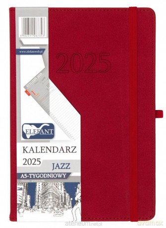 Kalendarz 2025 A5 tygodniowy Jazz czerwony [KALENDARZ]