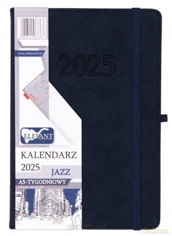 Kalendarz 2025 A5 tygodniowy Jazz granatowy [KALENDARZ]