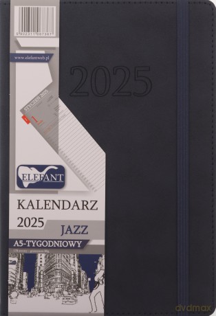 Kalendarz 2025 A5 tygodniowy Jazz granatowy [KALENDARZ]
