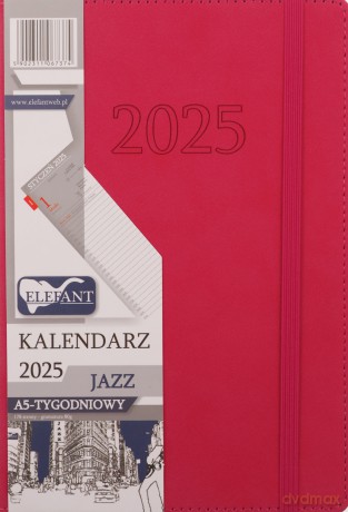 Kalendarz 2025 A5 tygodniowy Jazz różowy [KALENDARZ]