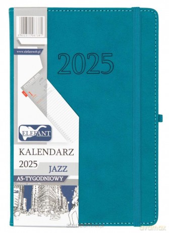 Kalendarz 2025 A5 tygodniowy Jazz turkusowy [KALENDARZ]